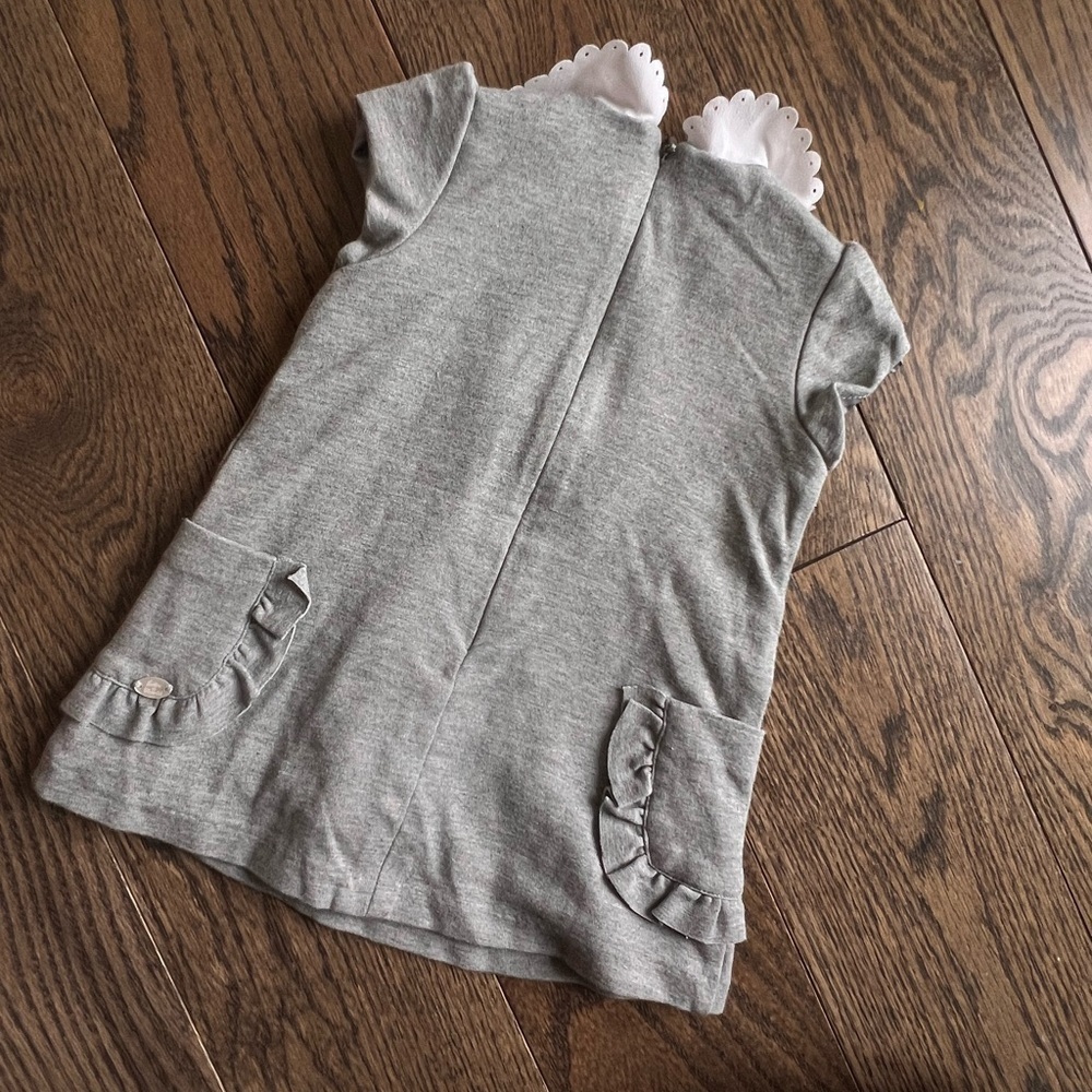 Tartine et chocolat luxury baby 9 months gray collar dress with pockets sale - Picture 4 of 5